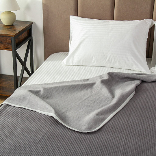 Плед евро, 200х230 см, 100% хлопок, Silvano, Палермо, серо-белый, A120045