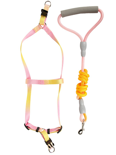 Поводок со шлейкой, с прорезиненной ручкой, 120Х1.5 см, в ассортименте, Y4-11381