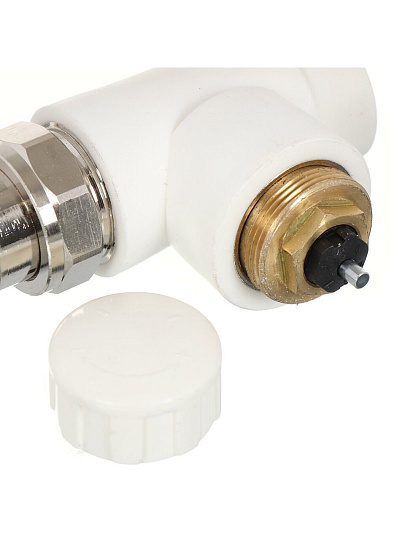 Клапан для радиатора термостатический прямой, полипропилен, d20х1/2'', белый, РосТурПласт