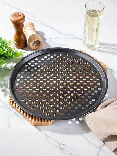 Форма для запекания сталь, 33х33х1 см, антипригарное покрытие, круглая, Daniks, KB18995