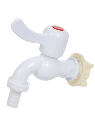 Кран водоразборный 1/2'', пластик, ручка-флаг, штуцер с гайкой и прокладкой, индивидуальная упаковка, ComfortFactor