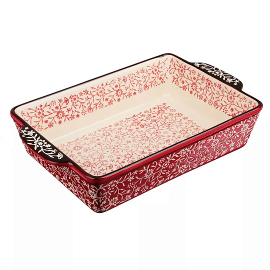 Форма для запекания керамика, 31х19.5х7 см, прямоугольная, с ручками, красная, Millimi, 826-341