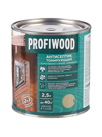 Антисептик Profiwood, для дерева, тонирующий, дуб, 2.1 кг