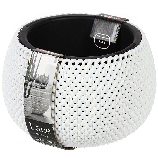 Кашпо пластик, 2.3 л, 24х24х16.1 см, в ассортименте, Эльфпласт, Lace, 572