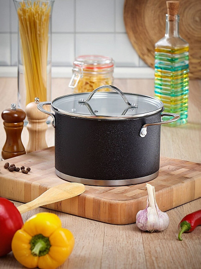 Кастрюля нержавеющая сталь, 3.9 л, крышка стекло, Daniks, Денвер, GS-01337-20CA, индукция