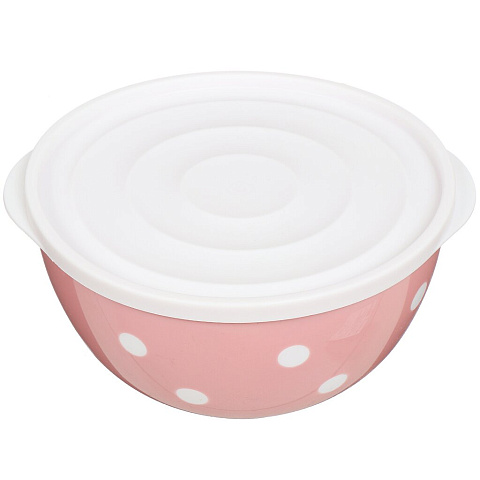 Салатник пластик, круглый, 19.7 см, 2 л, с крышкой, Marusya, Berossi, ИК 21663000, нежно-розовый