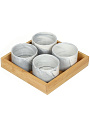 Набор для сервировки керамика, 200 мл, 4 шт, бамбуковая подставка, Y4-3555