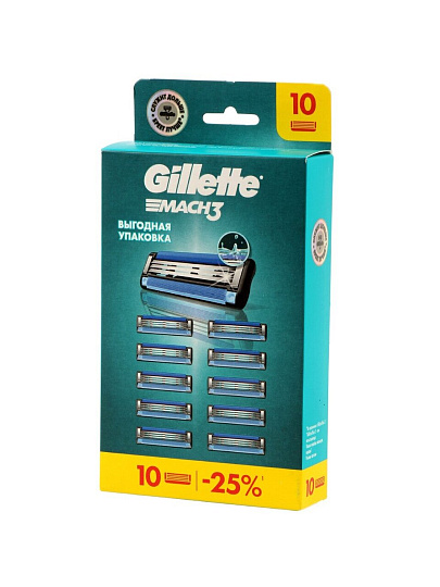 Сменные кассеты для бритв Gillette, Mach3, для мужчин, 10 шт, 0050002322