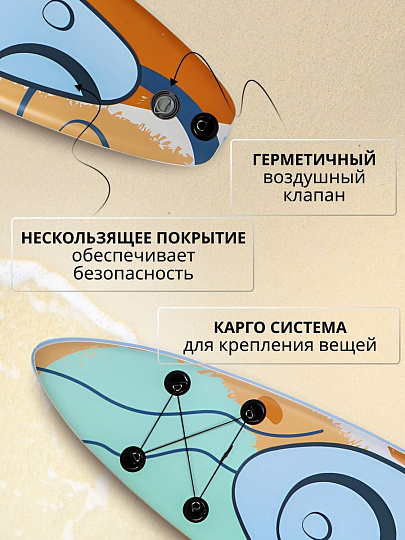 Сап борд надувной 330х81х15 см, двойной ПВХ, рюкзак, насос, весло и лиш, ремкомплект, 200 кг, SUP008