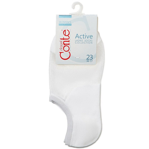 Носки для женщин, ультракороткие, хлопок, Conte, Active, 000, белые, р. 23, 18C-4CП
