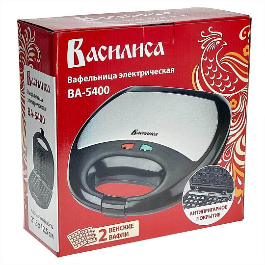 Вафельница Василиса, Венская, 750 Вт, антипригарное покрытие, тефлоновая, ВА-5400