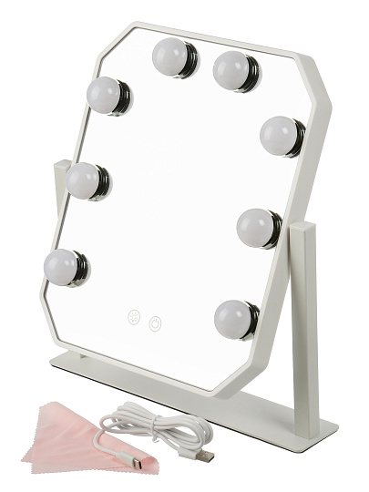 Зеркало настольное, 30х25 см, с подсветкой-лампочки, Y4-11342