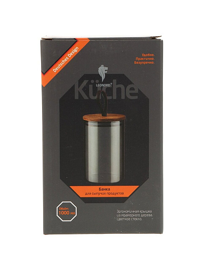 Банка для сыпучих продуктов, стекло, 1 л, 10х10х15.5 см, с крышкой, Leonord, Albero Di Marmo, 108284