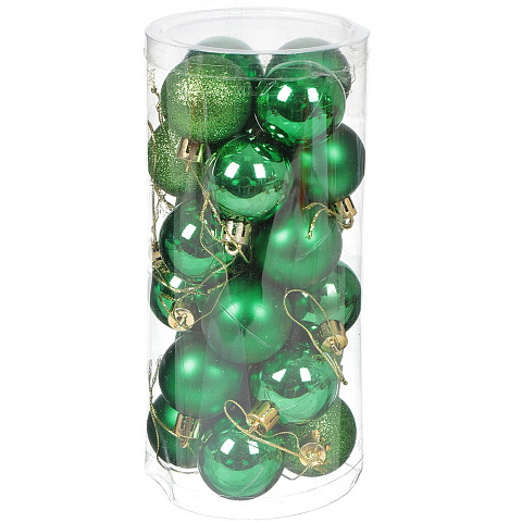 Елочный шар 24 шт, зеленый, 4 см, SYCB17-634-6