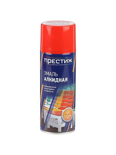 Эмаль аэрозольная, Престиж, универсальная, алкидная, глянцевая, огненно-красная, 425 мл