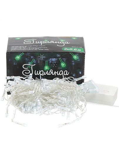 Гирлянда 160 ламп, 2х0.6 м, 8 режимов, свет белый, прозрачная, в помещении, сетевая, светодиодная, в виде сосулек, SYCL17-146