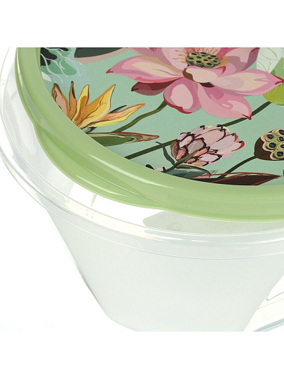 Контейнер пищевой пластик, 0.85 л, 15.3х7 см, зеленый, круглый, Homver, Botanica, 222132918/08