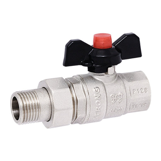 Кран для воды с американкой 3/4", прямой, ручка-бабочка, Strong, ProFactor