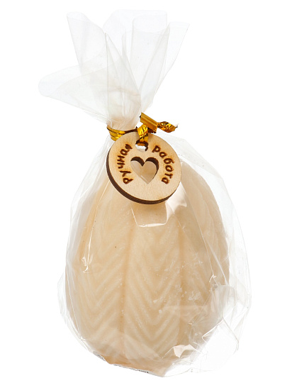 Свеча декоративная 7.6х6.7 см, айвори, Яйцо, принт елочки, 28 3135 0001