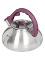 Чайник нержавеющая сталь, 3 л, со свистком, матовый, логотип меняет цвет, ручка с силиконовым покрытием, Daniks, DSC-8802 - фото 4