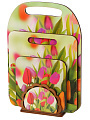 Набор кухонных принадлежностей доска разделочная, доска малая, подставка под горячее, салфетница, 4 шт, Тюльпаны, КМ-6 - фото 3
