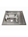 Мойка кухонная накладная, Mixline, нержавеющая сталь, 600х600 мм, левая, 0.8 мм, с сифоном