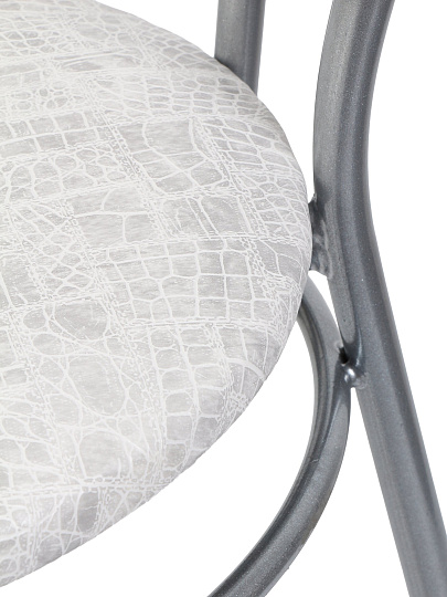 Стул 360х360х450 мм, полимер кожа, мрамор на серебро, сиденье круглое, на металлических ножках, Венский Эконом