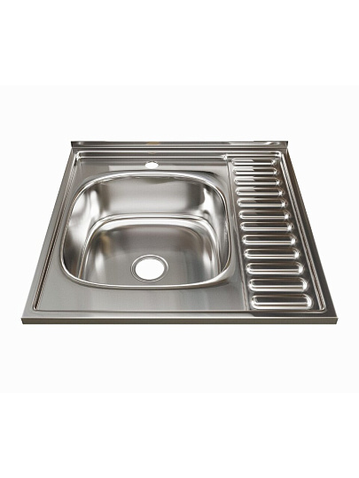 Мойка кухонная накладная, Mixline, нержавеющая сталь, 600х600 мм, левая, 0.8