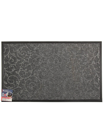Коврик грязезащитный влаговпитывающий, 60х90 см, прямоугольный, полиэстер, ПВХ, толщина 6 мм, серый, Sindbad, ТТ156