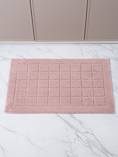 Коврик для ванной, 0.5х0.8 м, полиэстер, розовый, Silvano, Клетка, Y4-11460
