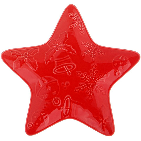 Тарелка декоративная, фарфор, 18 см, фигурная, Звезда Celebration, Lefard, 189-320, красная