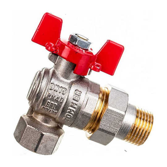 Кран для воды с американкой 1/2'', угловой, ручка-бабочка, Rommer