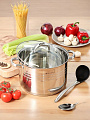 Кастрюля нержавеющая сталь, 12 л, крышка стекло, Daniks, Общепит, SP-6BP-12/SP-6BP-13, индукция - фото 5