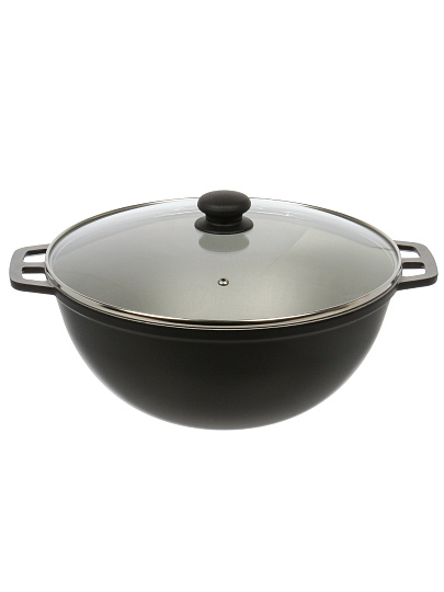 Казан алюминий, 7.5 л, с крышкой, крышка стекло, Нева Металл Посуда, НС0875д