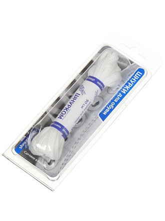 Шнурки для обуви полиэфир, плоские, 0.6х90 см, белые, В340_6/100