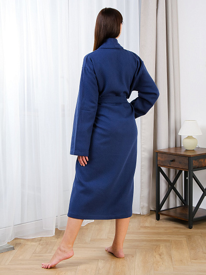 Халат унисекс, вафельный, 100% хлопок, синий, L, 50-52, Silvano