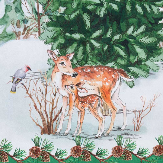 Скатерть кухонная 148х180 см, 100% хлопок, саржа, 190 г/м2, с ГМВО, Этель, Новогодний лес, 3629006