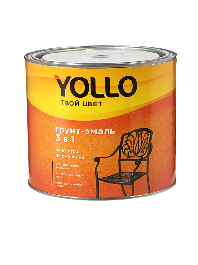 Грунт-эмаль Yollo, по ржавчине, алкидная, черная, 1.9 кг