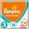 Подгузники детские Pampers, Sleep &amp;amp; Play Midi, р. 3, 6 - 10 кг, 16 шт, унисекс