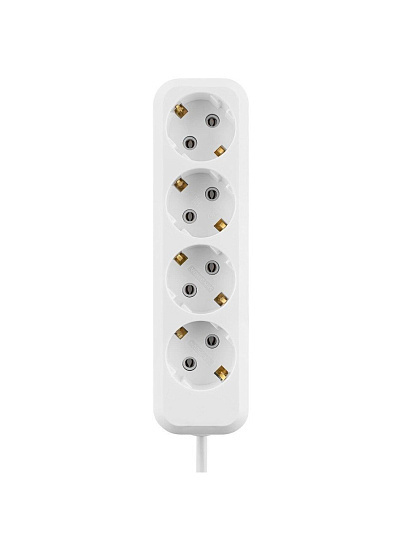 Удлинитель 4 гнезда, 3 м, с заземлением, 10 А, 2300 Вт, белый, TDM Electric, Народный, SQ1303-1046
