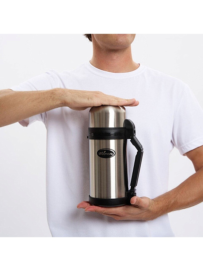 Термос для еды, нержавеющая сталь, 1.2 л, универсальная горловина, Biostal, колба нержавеющая сталь, NG-1200-1