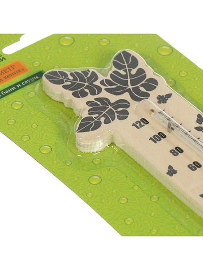 Термометр для бани и сауны, сосна, стекло, Банные штучки, Банный веник, 17.5х4 см, 18050