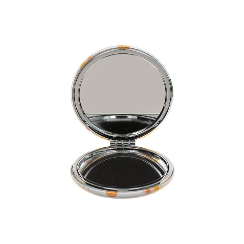 Зеркало карманное, 8 см, металл, круглое, в ассортименте, Y476