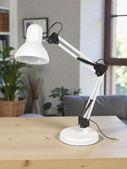 Светильник настольный E27, белый, абажур белый, Lofter, SPE 16941-01-167