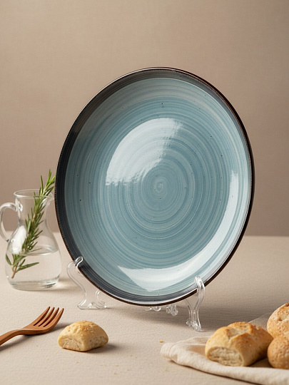 Тарелка обеденная, керамика, 24.8 см, Mood, Domenik, DMD271, дымчато-голубая