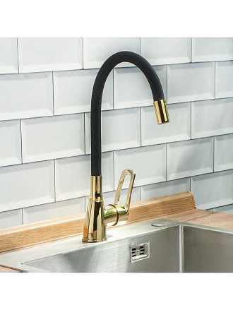 Смеситель для кухни, Aqwin, гибкий излив, с картриджем, золото, A57150-4