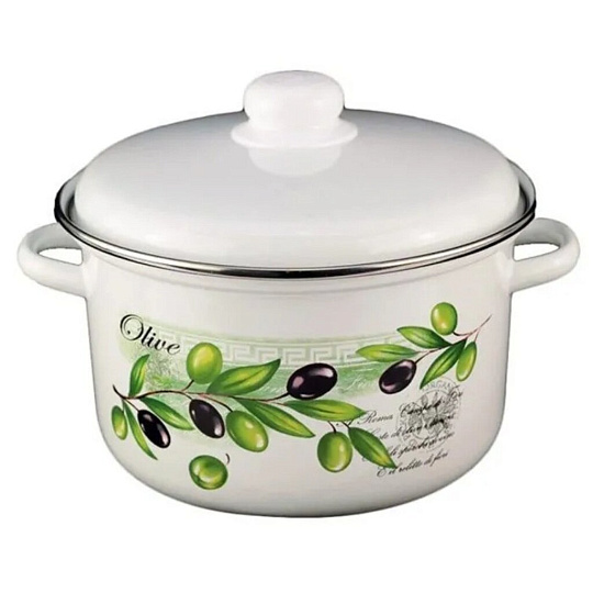 Кастрюля эмалированная сталь, 5 л, крышка сталь, Магнитогорская эмаль, Оливия-А, 01-Б1617/4, индукция