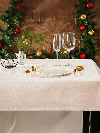 Скатерть 145х180 см, 100% хлопок, Лёгкость хлопка Кружева, шампань, AI-1504038