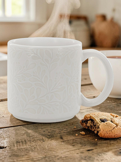 Кружка керамика, 400 мл, Белая рельефная, МФК, MFK20675, белая