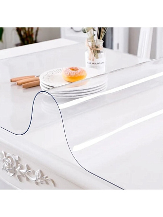 Скатерть Dekorelle, 0.8х1.4 м, силикон, прозрачная, 0.8 мм, гибкое стекло, 123-140